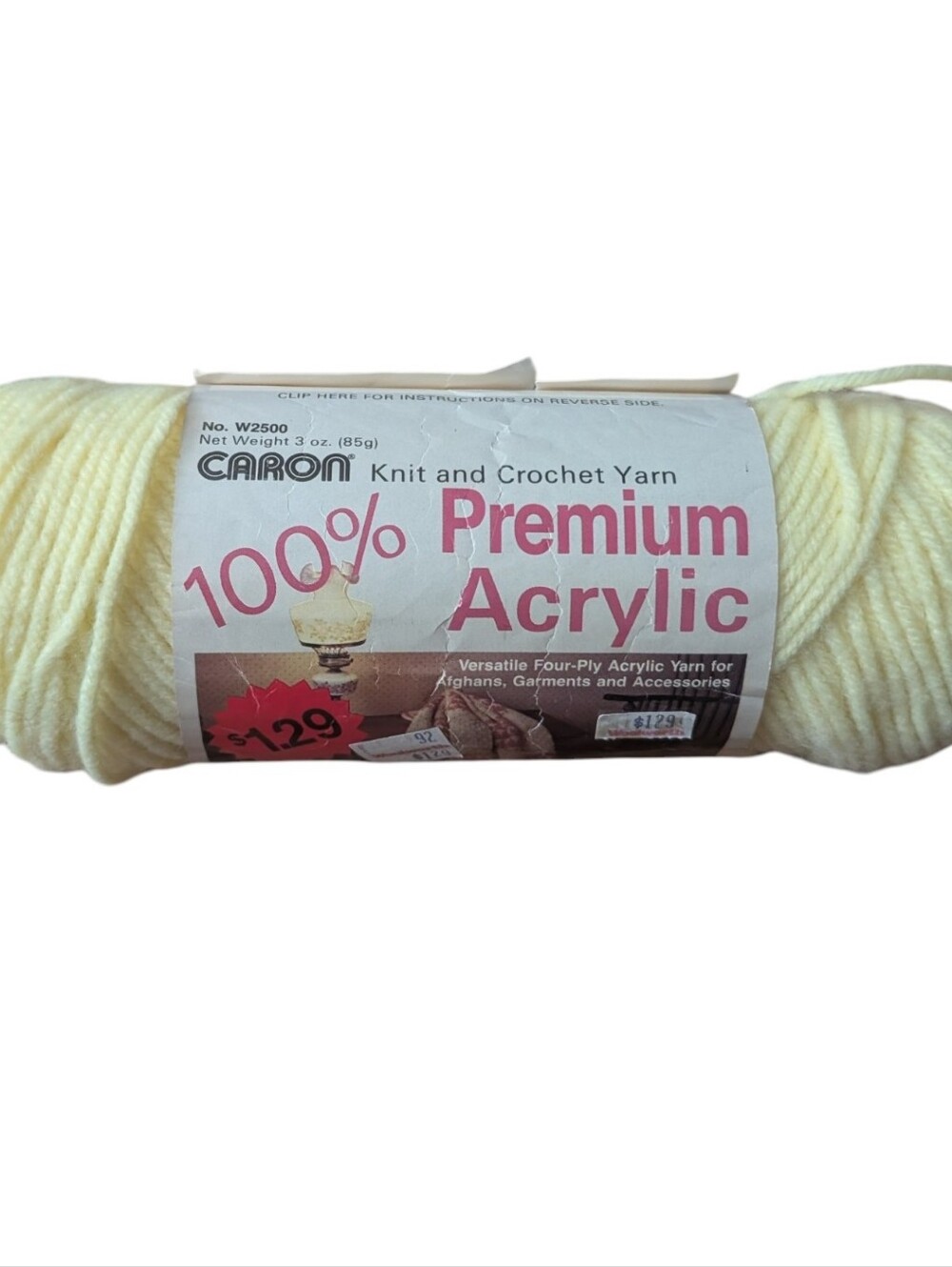 FREE! Vintage Caron Premium Acrylic Yarn in color Soft Yellow